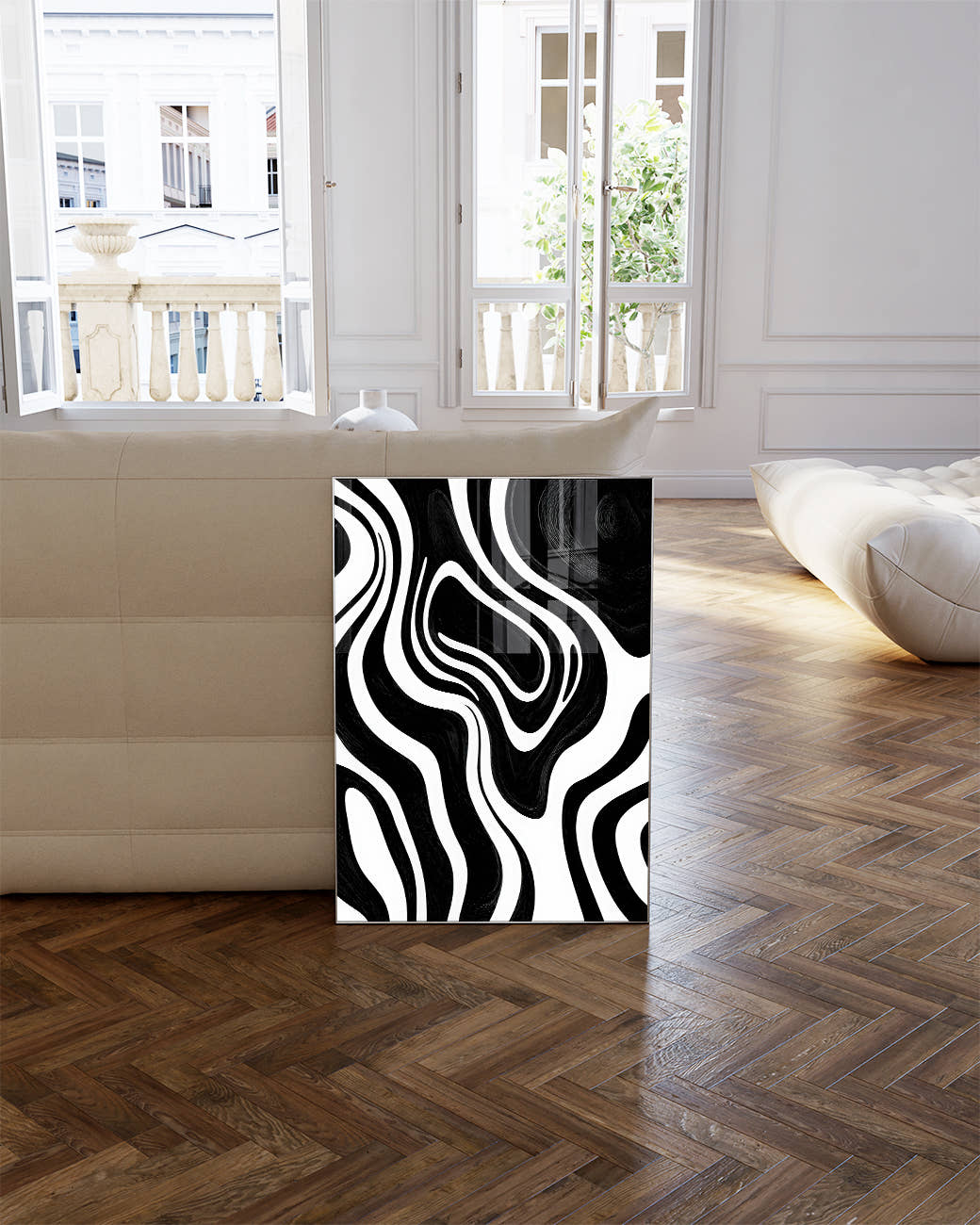 Modernes Schwarz Weiß Pinsel Wandbild – Dark Resolve Poster – FineArt Wandbild, moderne Kunst &amp; Fine Art Print von Spawnd, handgefertigt &amp; Made in Germany