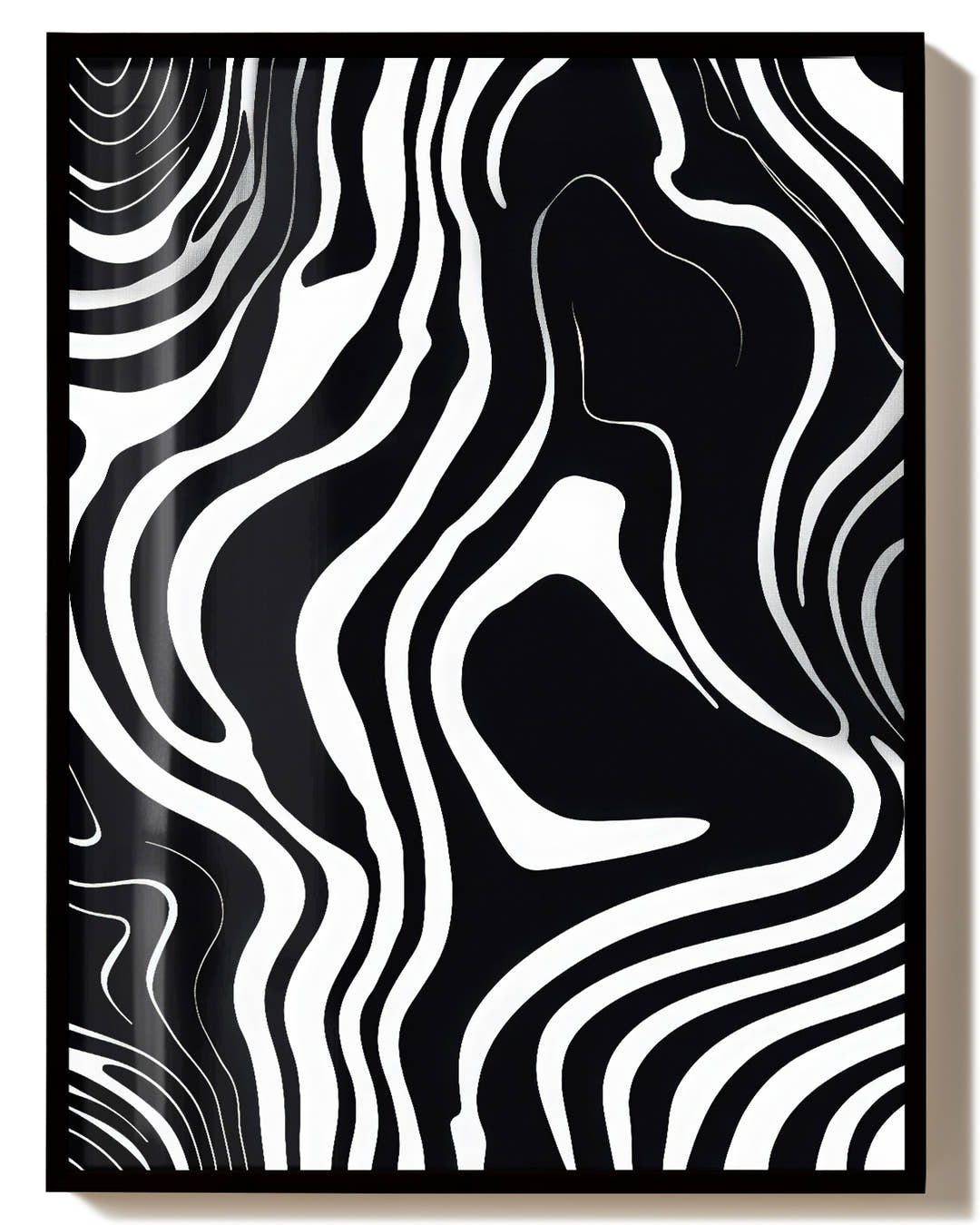 Modernes Schwarz Weiß Wellen Poster – Flow State Poster – FineArt Wandbild, moderne Kunst &amp; Fine Art Print von Spawnd, handgefertigt &amp; Made in Germany