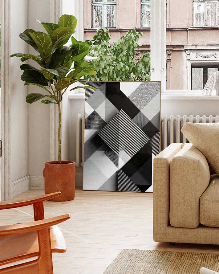 Modernes Struktur Poster Schwarz Weiß – Soft Gravity Poster – FineArt Wandbild, moderne Kunst & Fine Art Print von Spawnd, handgefertigt & Made in Germany