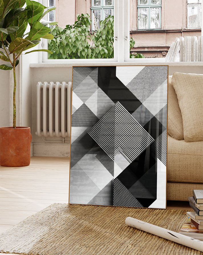 Modernes Struktur Poster Schwarz Weiß – Soft Gravity Poster – FineArt Wandbild, moderne Kunst & Fine Art Print von Spawnd, handgefertigt & Made in Germany