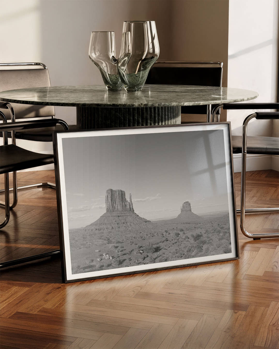 Monument Valley Poster – FineArt Wandbild, moderne Kunst &amp; Fine Art Print von Spawnd, handgefertigt &amp; Made in Germany