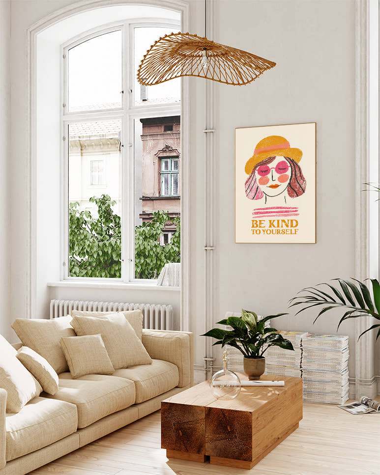 Motivationsposter mit Spruch – Be Kind Poster – FineArt Wandbild, moderne Kunst &amp; Fine Art Print von Spawnd, handgefertigt &amp; Made in Germany