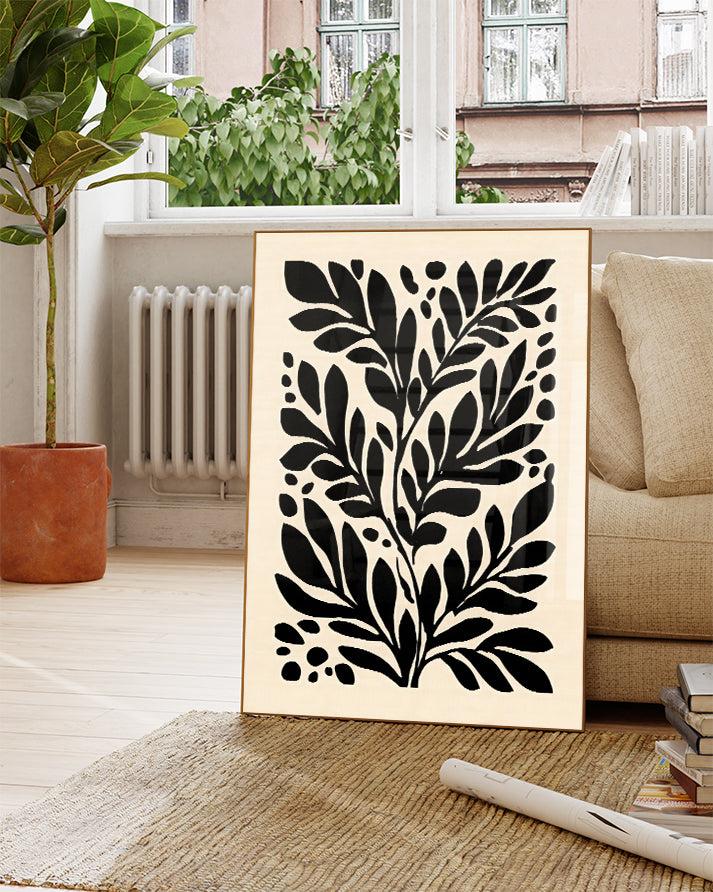 Organisches Blatt Poster modern – Visual Pause Poster – FineArt Wandbild, moderne Kunst & Fine Art Print von Spawnd, handgefertigt & Made in Germany