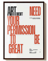 FineArt Poster „Permission“ von Spawnd® in Orange, gerahmt für moderne Wandgestaltung mit künstlerischem Statement.