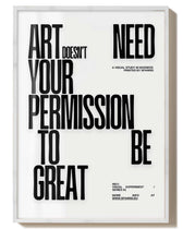 Schwarz-weißes Permission | Typografie Poster – Spawnd® als minimalistischer FineArt Print mit starkem Statement für kreative Raumgestaltung.