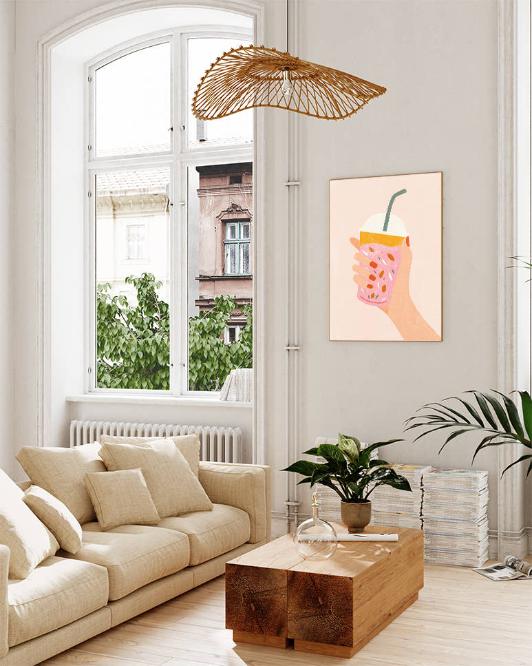 Pop Art &amp; Illustration Food Poster – Pink Smoothie Poster – FineArt Wandbild, moderne Kunst &amp; Fine Art Print von Spawnd, handgefertigt &amp; Made in Germany