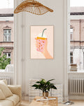 Pop Art & Illustration Food Poster – Pink Smoothie Poster – FineArt Wandbild, moderne Kunst & Fine Art Print von Spawnd, handgefertigt & Made in Germany