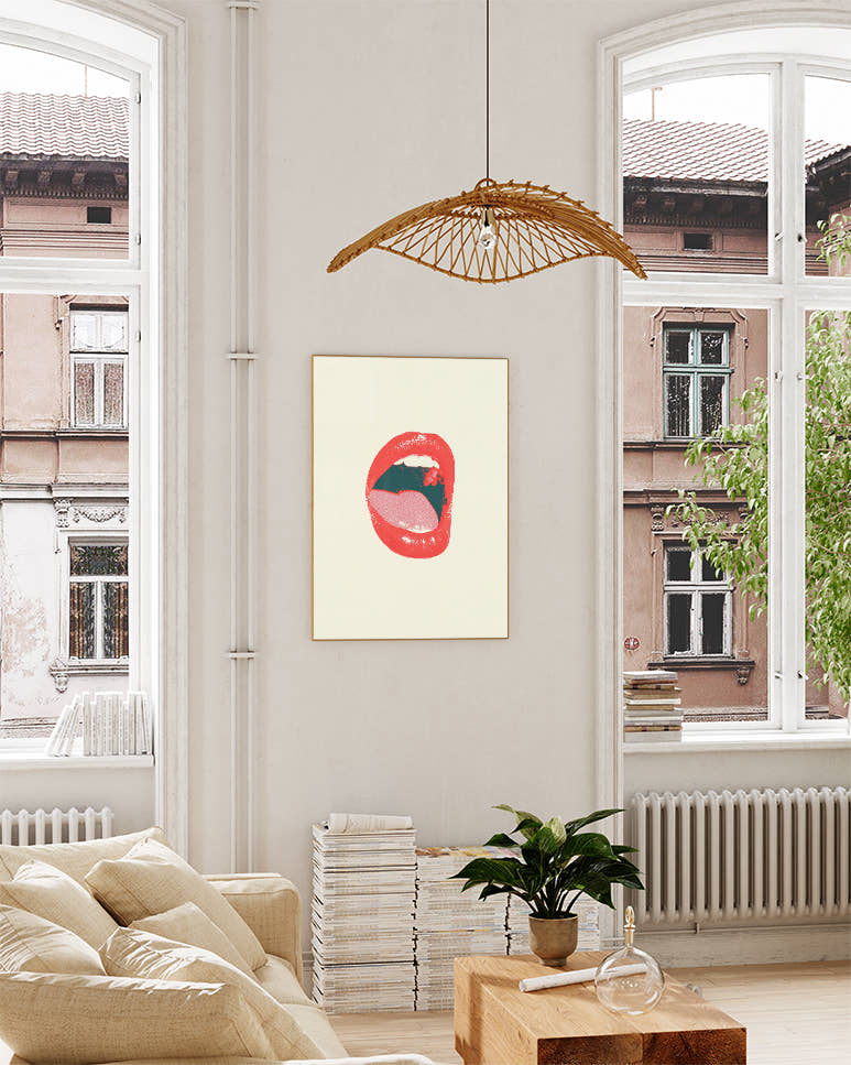 Pop-Art &amp; Illustration Lippen Poster – Open Mouth Poster – FineArt Wandbild, moderne Kunst &amp; Fine Art Print von Spawnd, handgefertigt &amp; Made in Germany