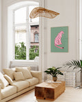 Pop Art & Illustration Tier Poster – Pink Leopard Poster – FineArt Wandbild, moderne Kunst & Fine Art Print von Spawnd, handgefertigt & Made in Germany