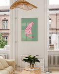 Pop Art & Illustration Tier Poster – Pink Leopard Poster – FineArt Wandbild, moderne Kunst & Fine Art Print von Spawnd, handgefertigt & Made in Germany