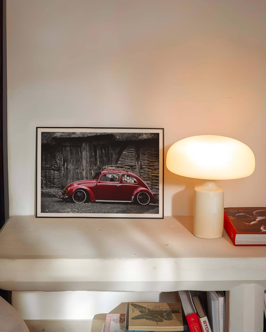 Red old beetle Poster – FineArt Wandbild, moderne Kunst &amp; Fine Art Print von Spawnd, handgefertigt &amp; Made in Germany