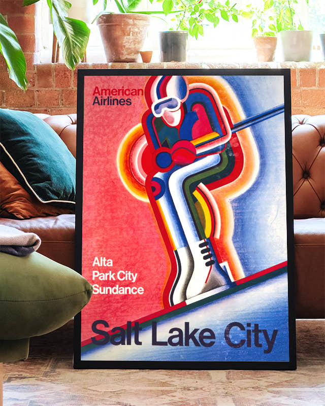 Retro Ski Reise Poster – Salt Lake City Poster – FineArt Wandbild, moderne Kunst &amp; Fine Art Print von Spawnd, handgefertigt &amp; Made in Germany