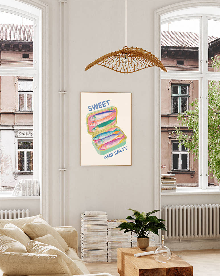 Sardinen Dose Illustration Poster – Sweet and Salty Poster – FineArt Wandbild, moderne Kunst &amp; Fine Art Print von Spawnd, handgefertigt &amp; Made in Germany