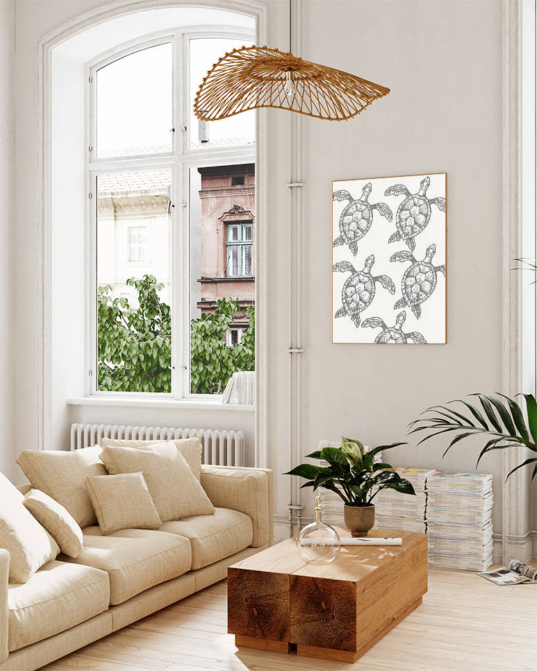 Schildkröten Muster Illustration Poster – Maritimes Pattern Design Poster – FineArt Wandbild, moderne Kunst &amp; Fine Art Print von Spawnd, handgefertigt &amp; Made in Germany