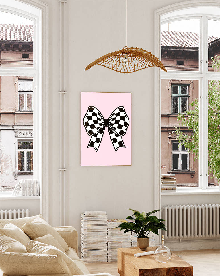 Schleifen Poster mit Karomuster – Bow Checkered Poster – FineArt Wandbild, moderne Kunst &amp; Fine Art Print von Spawnd, handgefertigt &amp; Made in Germany