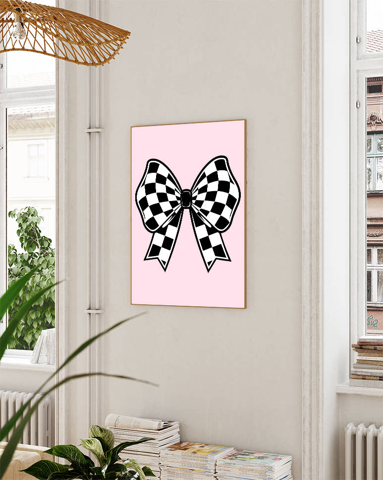 Schleifen Poster mit Karomuster – Bow Checkered Poster – FineArt Wandbild, moderne Kunst &amp; Fine Art Print von Spawnd, handgefertigt &amp; Made in Germany