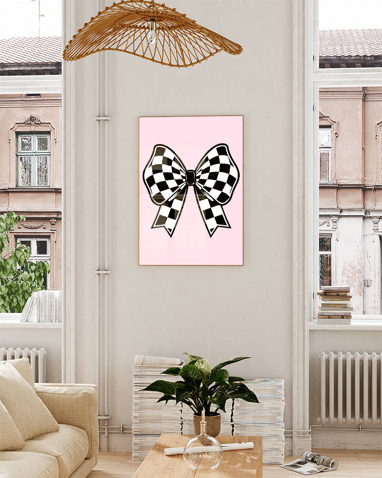 Schleifen Poster mit Karomuster – Bow Checkered Poster – FineArt Wandbild, moderne Kunst &amp; Fine Art Print von Spawnd, handgefertigt &amp; Made in Germany
