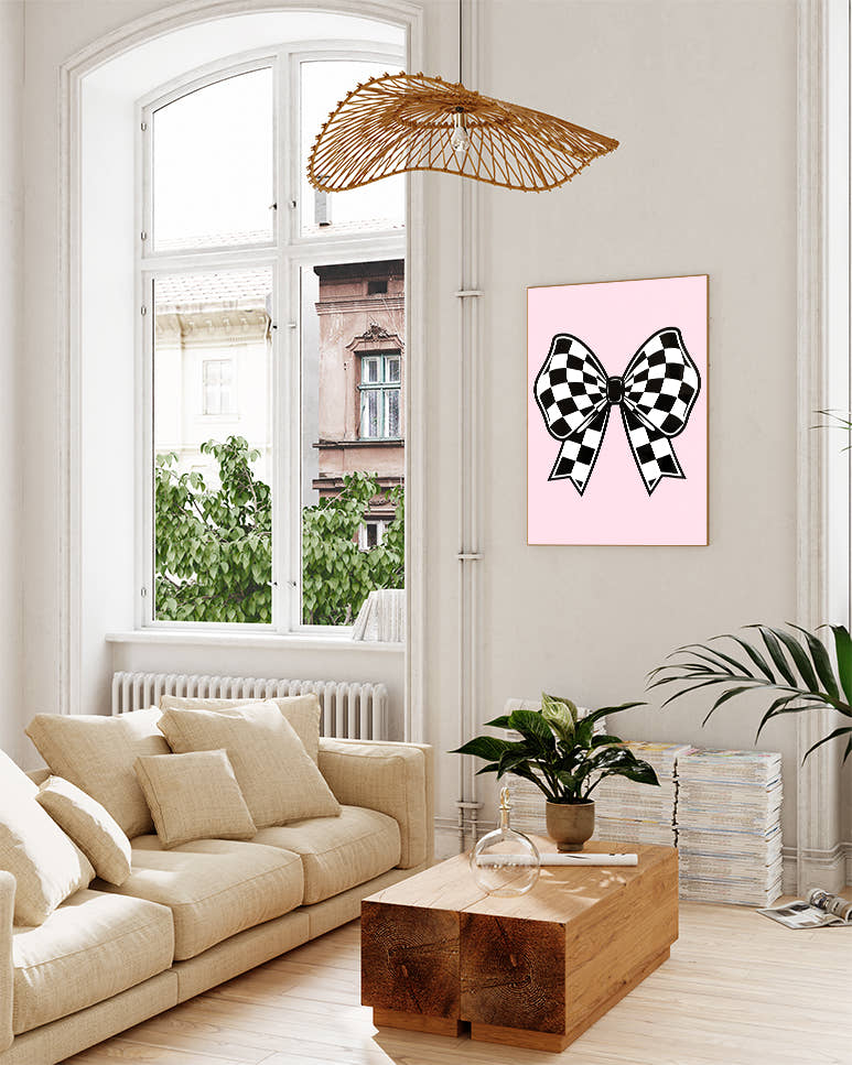 Schleifen Poster mit Karomuster – Bow Checkered Poster – FineArt Wandbild, moderne Kunst &amp; Fine Art Print von Spawnd, handgefertigt &amp; Made in Germany
