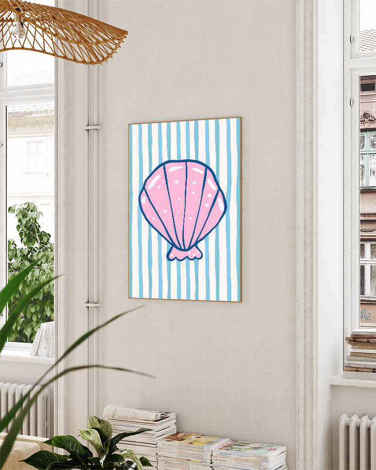 Sea Shell Typografie &amp; Illustration Poster – Seashell Poster – FineArt Wandbild, moderne Kunst &amp; Fine Art Print von Spawnd, handgefertigt &amp; Made in Germany