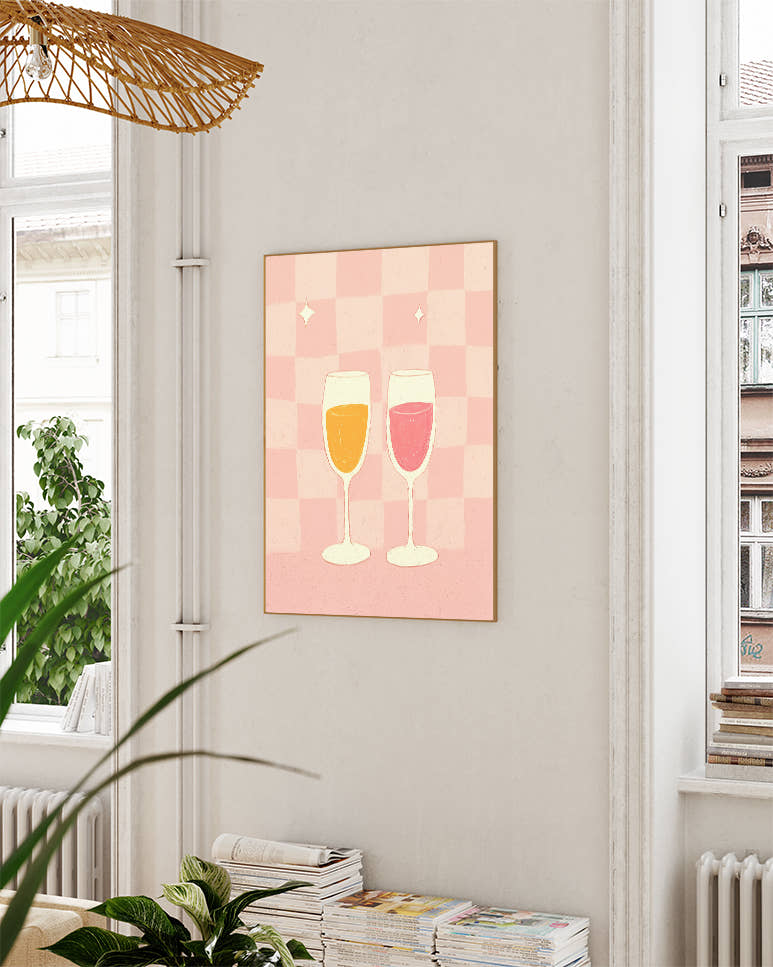 Sektgläser Poster – Cheers Together Poster – FineArt Wandbild, moderne Kunst &amp; Fine Art Print von Spawnd, handgefertigt &amp; Made in Germany