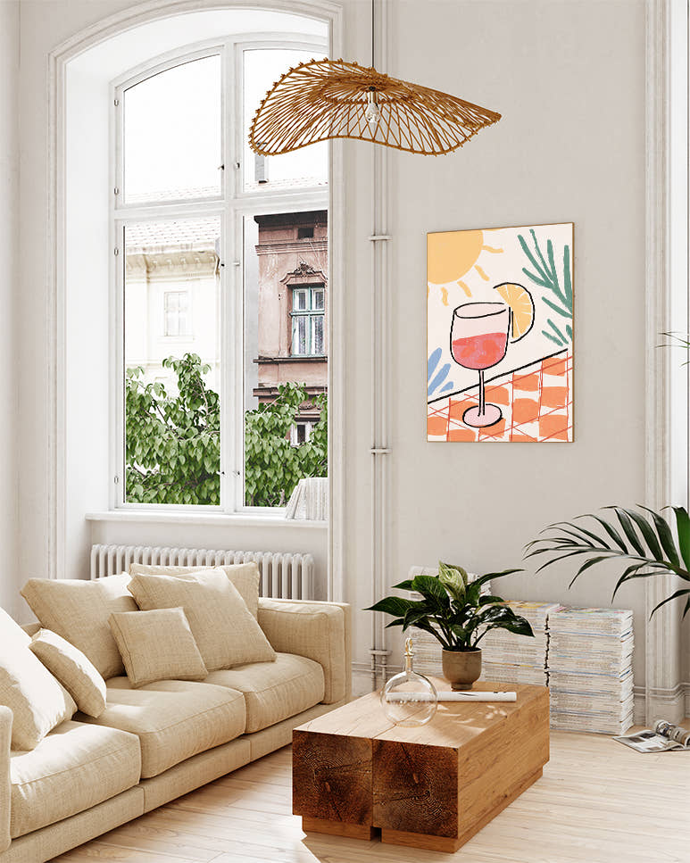 Sommer Aperitif Illustration Poster – Summer Aperol Poster – FineArt Wandbild, moderne Kunst &amp; Fine Art Print von Spawnd, handgefertigt &amp; Made in Germany