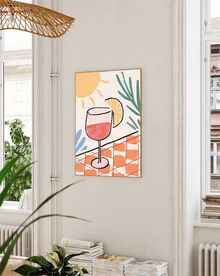 Sommer Aperitif Illustration Poster – Summer Aperol Poster – FineArt Wandbild, moderne Kunst &amp; Fine Art Print von Spawnd, handgefertigt &amp; Made in Germany