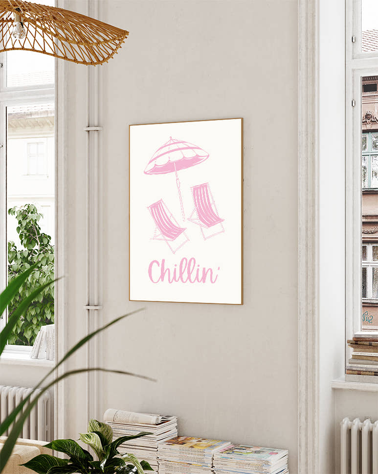 Sommer Poster mit Spruch – Chillin Poster – FineArt Wandbild, moderne Kunst &amp; Fine Art Print von Spawnd, handgefertigt &amp; Made in Germany