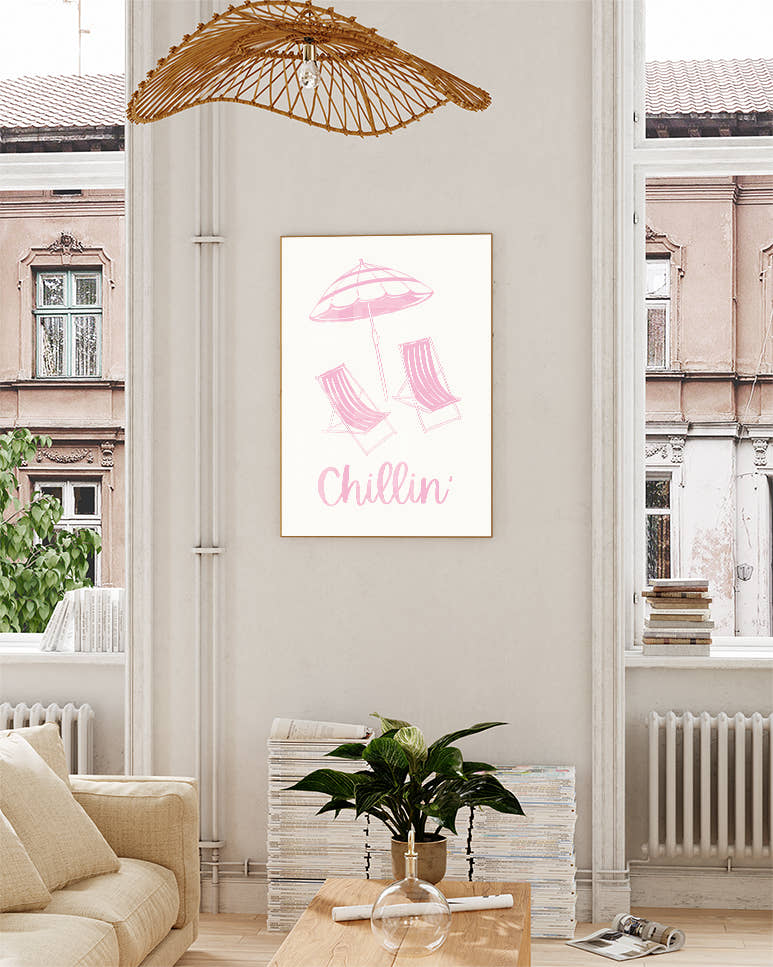 Sommer Poster mit Spruch – Chillin Poster – FineArt Wandbild, moderne Kunst &amp; Fine Art Print von Spawnd, handgefertigt &amp; Made in Germany