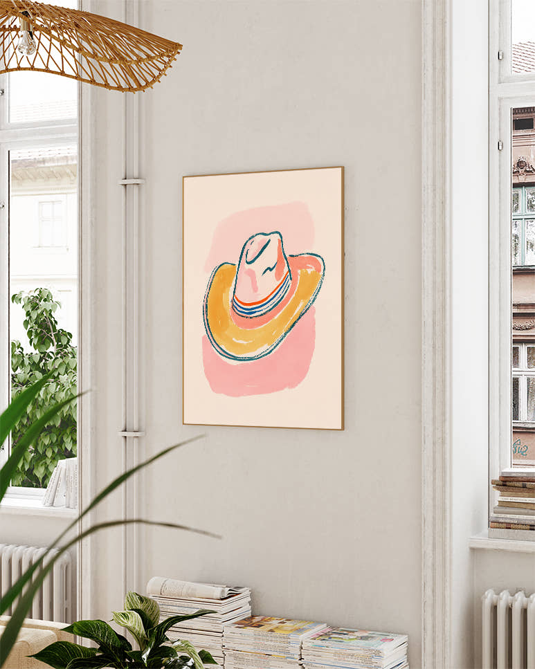 Sommerhut Illustration Poster – Summer Hat Poster – FineArt Wandbild, moderne Kunst &amp; Fine Art Print von Spawnd, handgefertigt &amp; Made in Germany