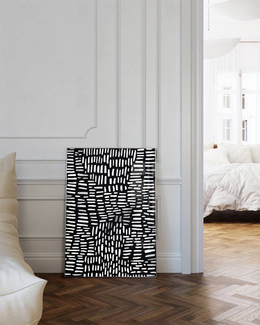 Strukturierte Minimal Art Wandbild – Black Interval Poster – FineArt Wandbild, moderne Kunst &amp; Fine Art Print von Spawnd, handgefertigt &amp; Made in Germany