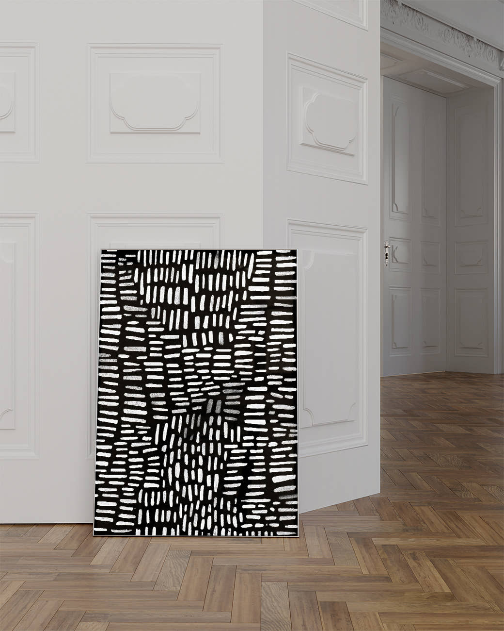 Strukturierte Minimal Art Wandbild – Black Interval Poster – FineArt Wandbild, moderne Kunst &amp; Fine Art Print von Spawnd, handgefertigt &amp; Made in Germany