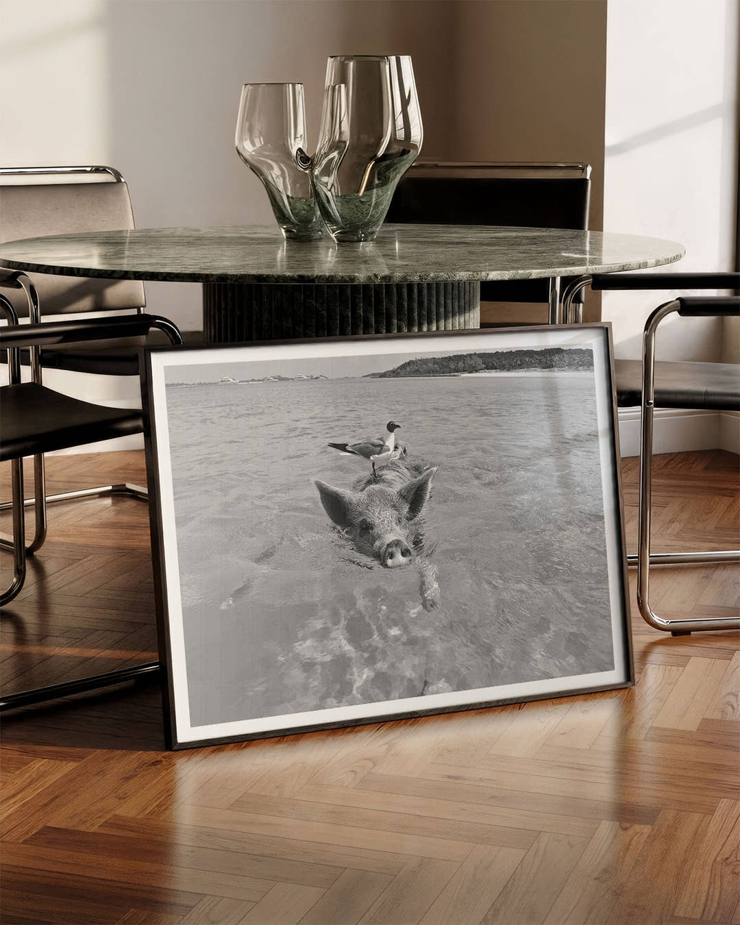 Swimming Poster – FineArt Wandbild, moderne Kunst &amp; Fine Art Print von Spawnd, handgefertigt &amp; Made in Germany