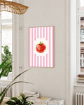Tomate Illustration Poster – Rosa Streifen Design Poster – FineArt Wandbild, moderne Kunst & Fine Art Print von Spawnd, handgefertigt & Made in Germany