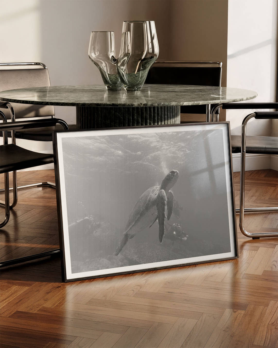 Turtle Poster – FineArt Wandbild, moderne Kunst &amp; Fine Art Print von Spawnd, handgefertigt &amp; Made in Germany