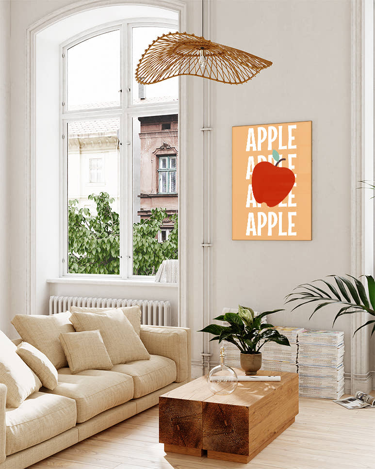 Typografie Apfel Poster – Apple Repeat Poster – FineArt Wandbild, moderne Kunst &amp; Fine Art Print von Spawnd, handgefertigt &amp; Made in Germany