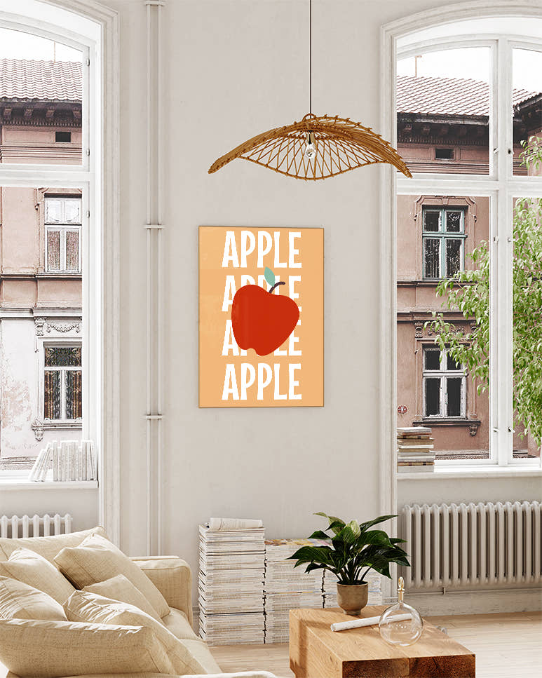 Typografie Apfel Poster – Apple Repeat Poster – FineArt Wandbild, moderne Kunst &amp; Fine Art Print von Spawnd, handgefertigt &amp; Made in Germany