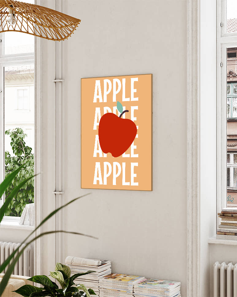 Typografie Apfel Poster – Apple Repeat Poster – FineArt Wandbild, moderne Kunst &amp; Fine Art Print von Spawnd, handgefertigt &amp; Made in Germany