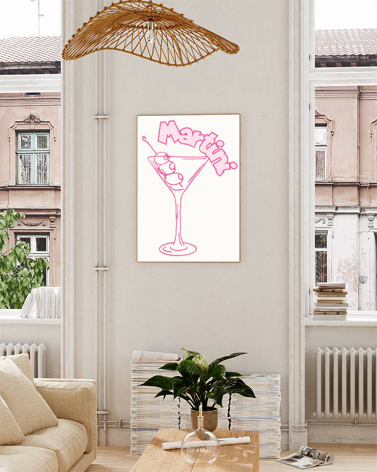 Typografie &amp; Illustration Cocktail Poster – Martini Poster – FineArt Wandbild, moderne Kunst &amp; Fine Art Print von Spawnd, handgefertigt &amp; Made in Germany