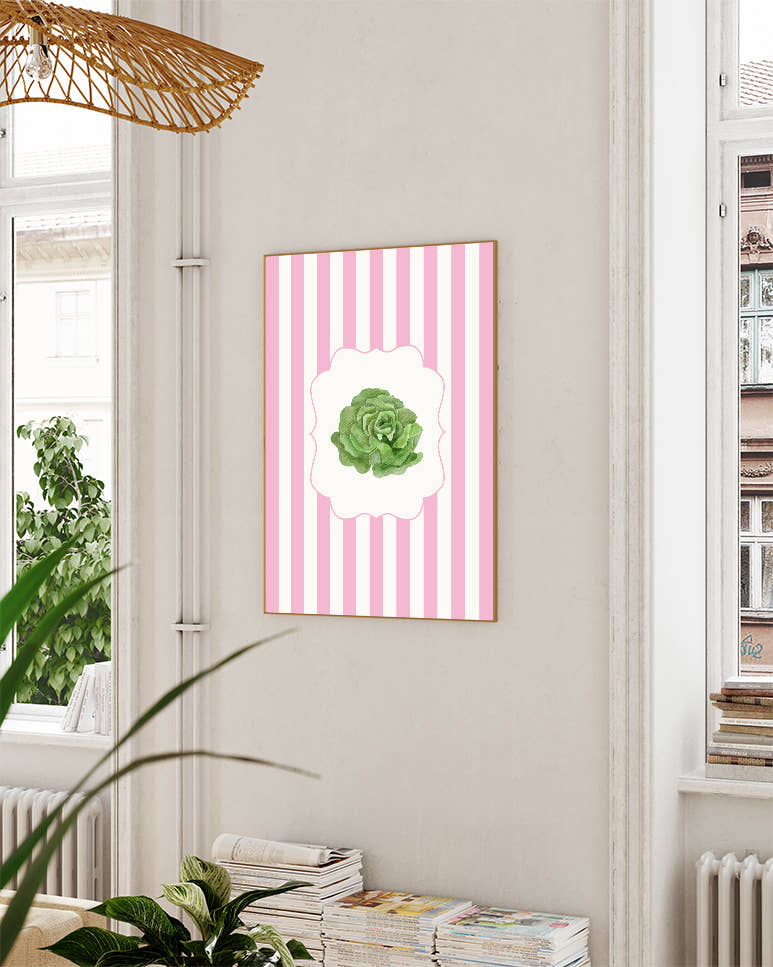 Typografie &amp; Illustration Gemüse Poster – Lettuce Poster – FineArt Wandbild, moderne Kunst &amp; Fine Art Print von Spawnd, handgefertigt &amp; Made in Germany