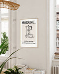 Typografie & Illustration Kaffee Poster – Morning Coffee Poster – FineArt Wandbild, moderne Kunst & Fine Art Print von Spawnd, handgefertigt & Made in Germany