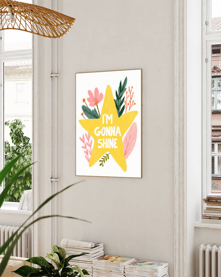 Typografie &amp; Illustration Stern Poster – I’m Gonna Shine Poster – FineArt Wandbild, moderne Kunst &amp; Fine Art Print von Spawnd, handgefertigt &amp; Made in Germany