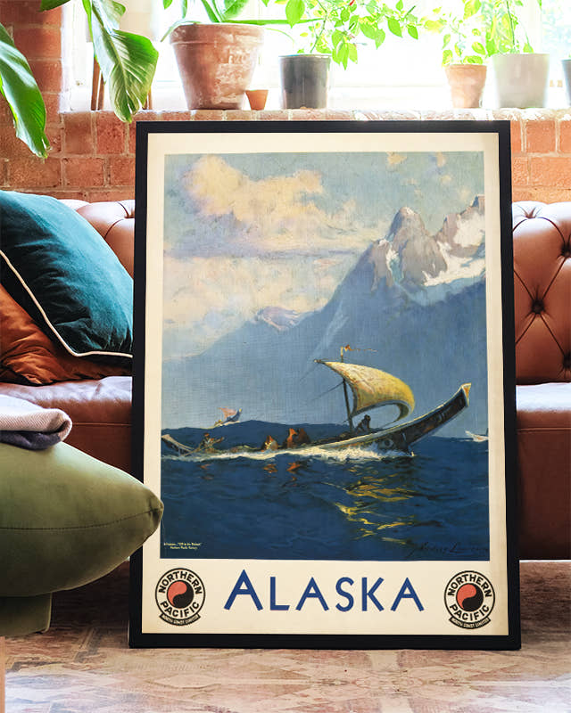 Vintage Alaska Segelboot Poster – Northern Pacific Alaska Poster – FineArt Wandbild, moderne Kunst &amp; Fine Art Print von Spawnd, handgefertigt &amp; Made in Germany