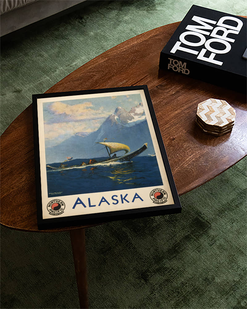 Vintage Alaska Segelboot Poster – Northern Pacific Alaska Poster – FineArt Wandbild, moderne Kunst &amp; Fine Art Print von Spawnd, handgefertigt &amp; Made in Germany