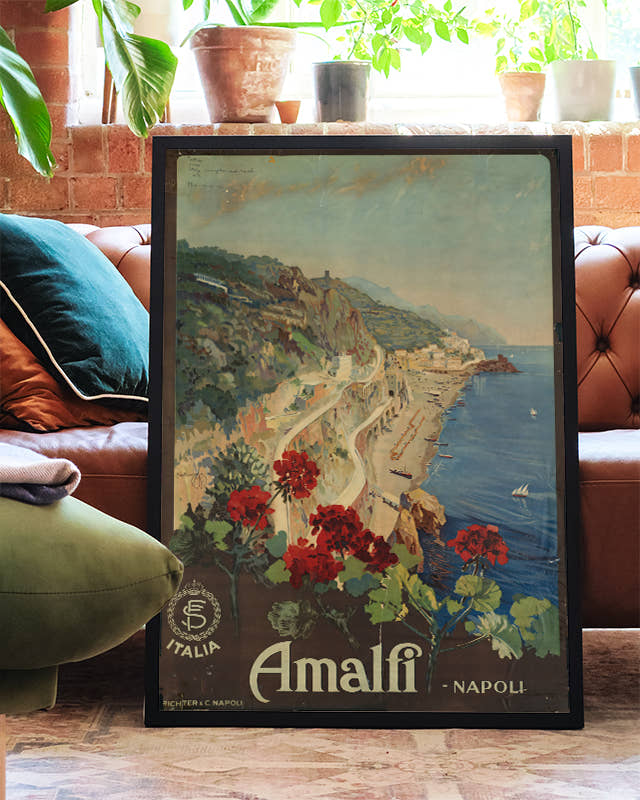 Vintage Amalfi Küsten Poster – Amalfi Napoli Poster – FineArt Wandbild, moderne Kunst &amp; Fine Art Print von Spawnd, handgefertigt &amp; Made in Germany