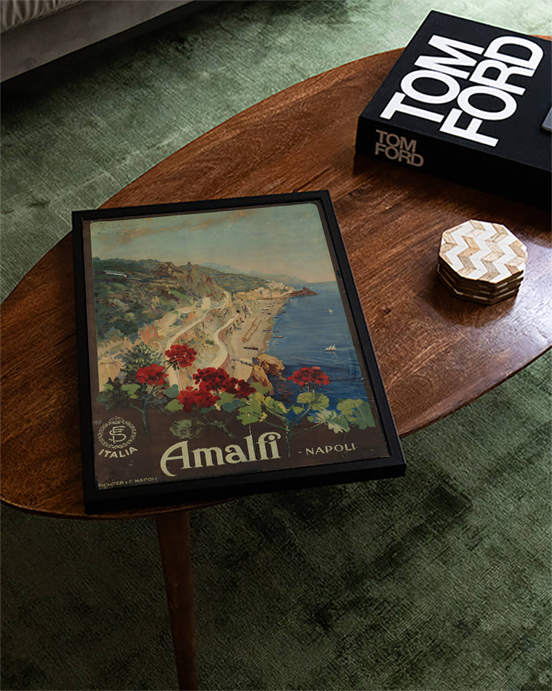 Vintage Amalfi Küsten Poster – Amalfi Napoli Poster – FineArt Wandbild, moderne Kunst &amp; Fine Art Print von Spawnd, handgefertigt &amp; Made in Germany