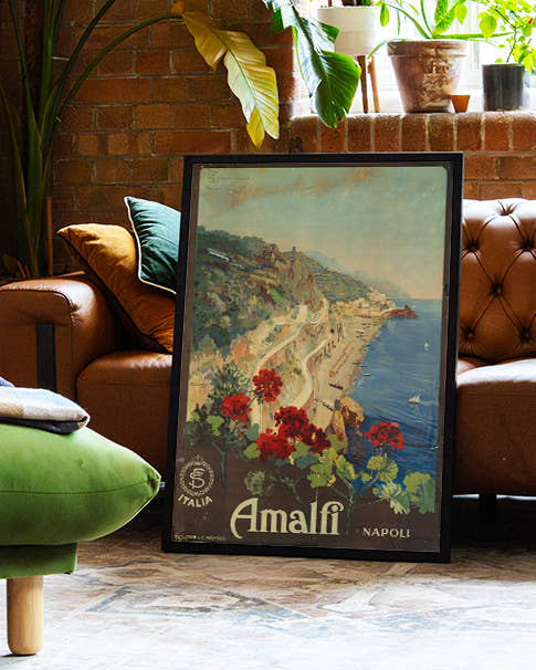 Vintage Amalfi Küsten Poster – Amalfi Napoli Poster – FineArt Wandbild, moderne Kunst &amp; Fine Art Print von Spawnd, handgefertigt &amp; Made in Germany