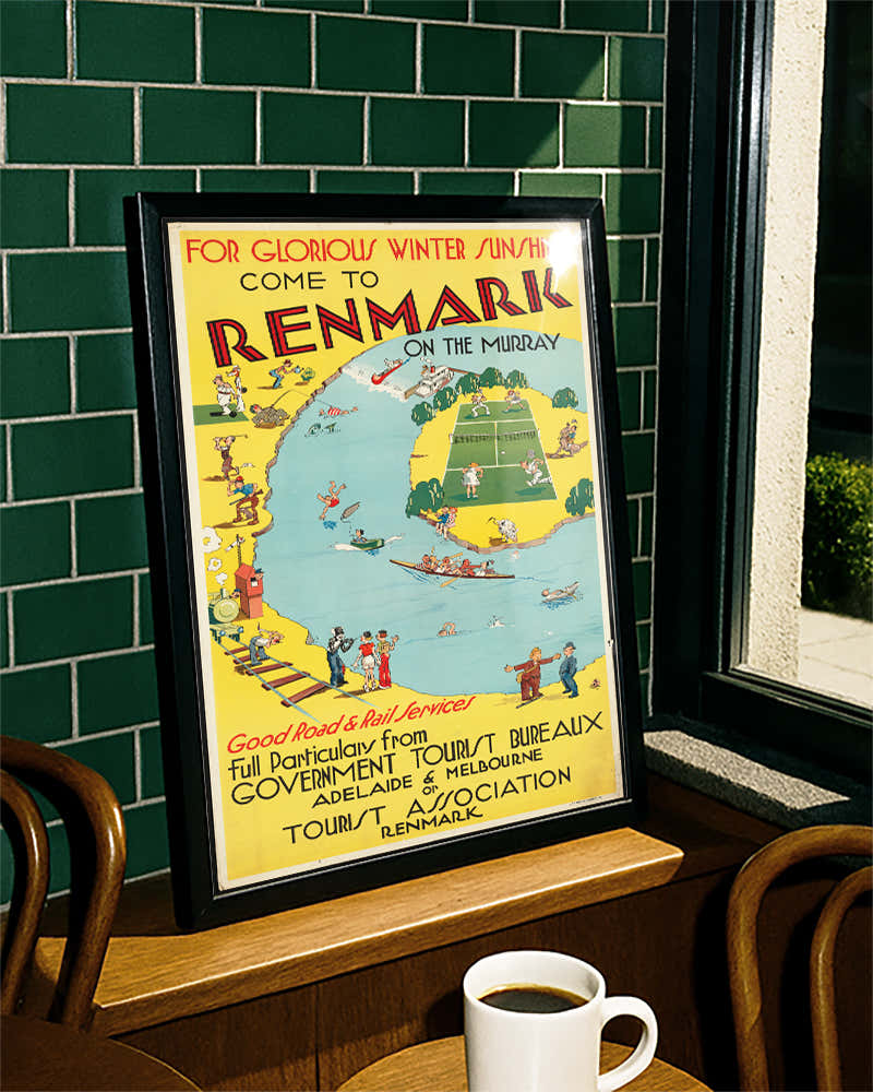 Vintage Australien Poster – Renmark Murray River Poster – FineArt Wandbild, moderne Kunst & Fine Art Print von Spawnd, handgefertigt & Made in Germany