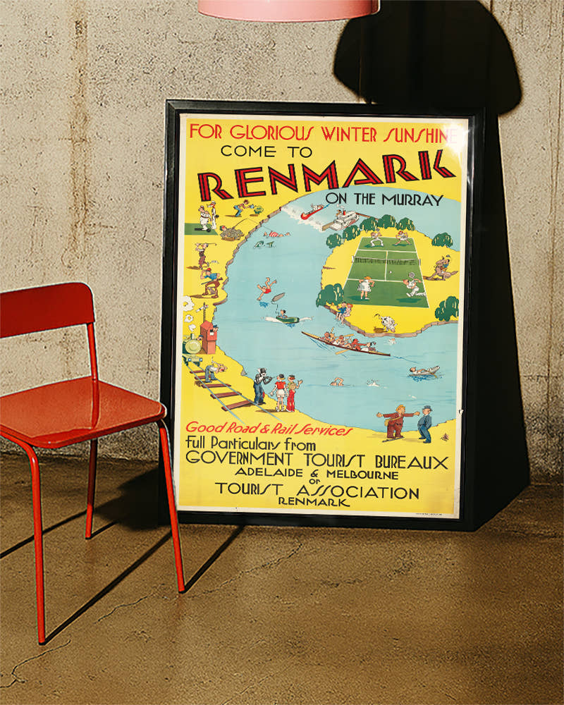 Vintage Australien Poster – Renmark Murray River Poster – FineArt Wandbild, moderne Kunst &amp; Fine Art Print von Spawnd, handgefertigt &amp; Made in Germany