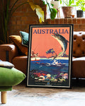 Vintage Australien Reise & Korallenriff Poster – Great Barrier Reef Poster – FineArt Wandbild, moderne Kunst & Fine Art Print von Spawnd, handgefertigt & Made in Germany