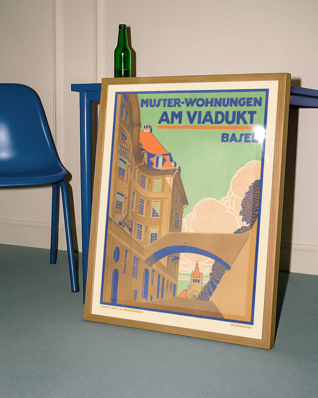 Vintage Basel Poster – Am Viadukt Schweiz Architektur Poster – FineArt Wandbild, moderne Kunst &amp; Fine Art Print von Spawnd, handgefertigt &amp; Made in Germany